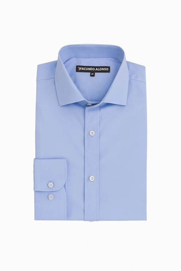 Camisa Popelin Strech Celeste
