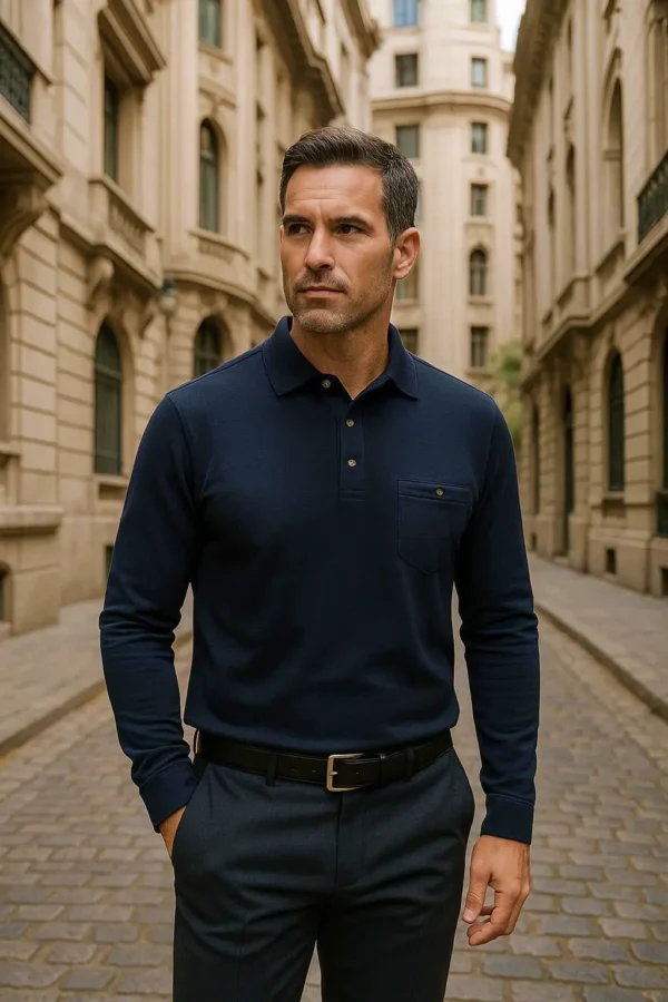 Polera Pique Pima ML aul marino
