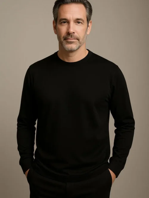 Polera Polo Pima ML Negra